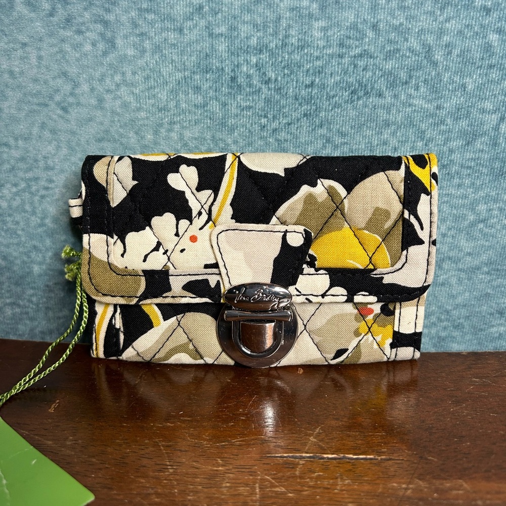 Vera Bradley Quilted Floral Wallet - Black, Yellow, Cream